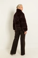 Kort jack van faux fur met diagonale banen MAURA