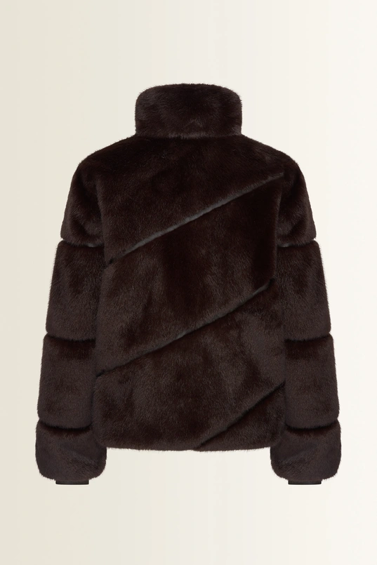 Kort jack van faux fur met diagonale banen MAURA
