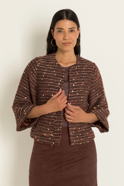Kort jacquard jasje in tweed-look