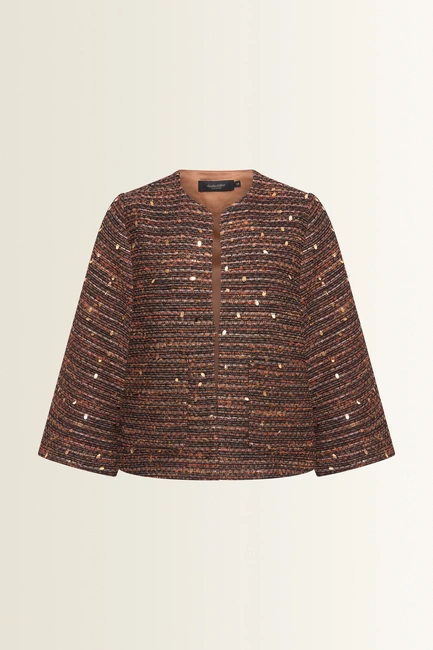 Kort jacquard jasje in tweed-look