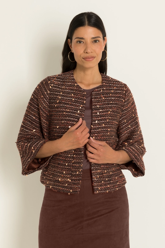 Kort jacquard jasje in tweed-look