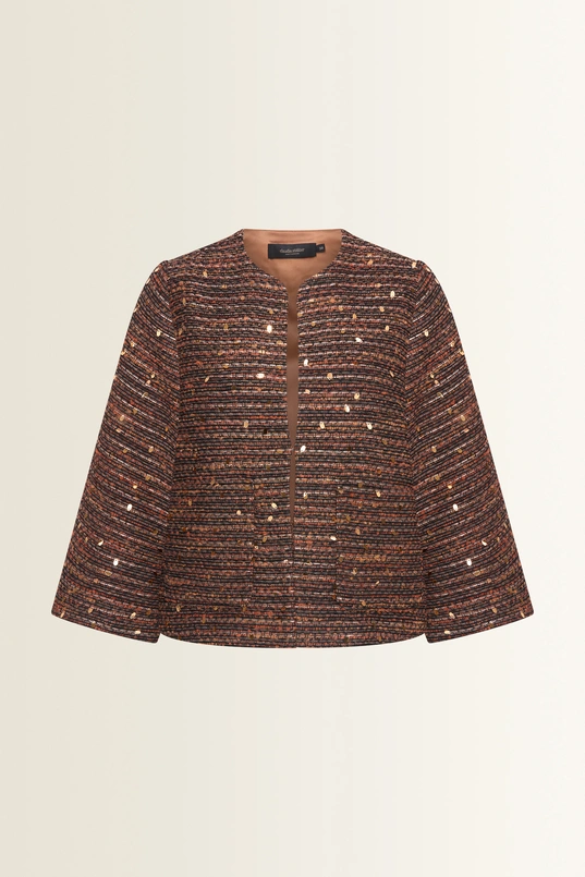 Kort jacquard jasje in tweed-look