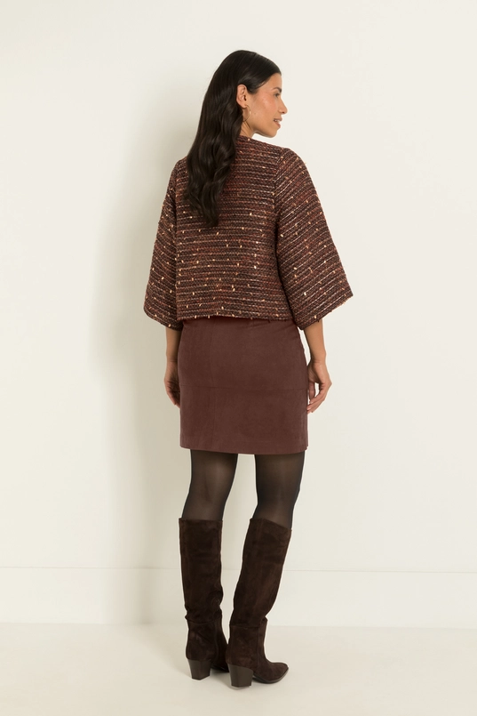 Kort jacquard jasje in tweed-look