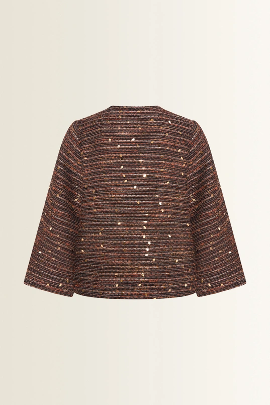 Kort jacquard jasje in tweed-look