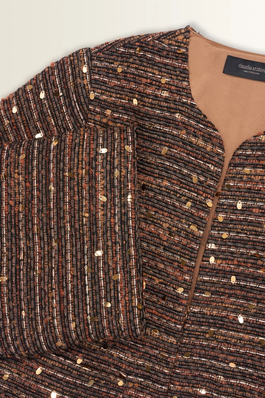Kort jacquard jasje in tweed-look