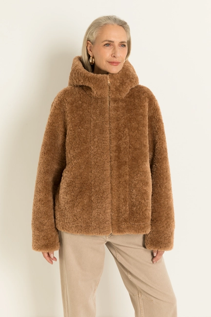 Kort keerbaar jack met faux fur en suedine look MAURA