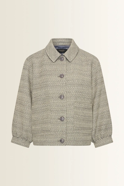 Kort tweed jasje met pofmouwen