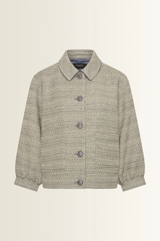 Kort tweed jasje met pofmouwen