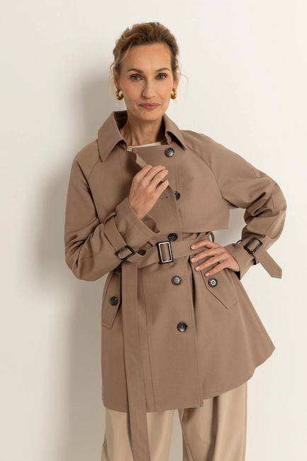 Korte trenchcoat met stormflap Maura