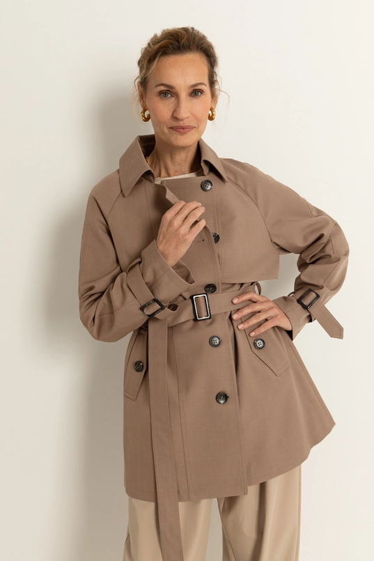 Korte trenchcoat met stormflap Maura
