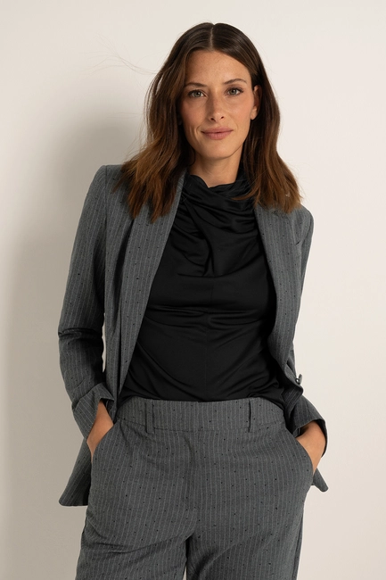 Krijtstreepblazer met steentjes