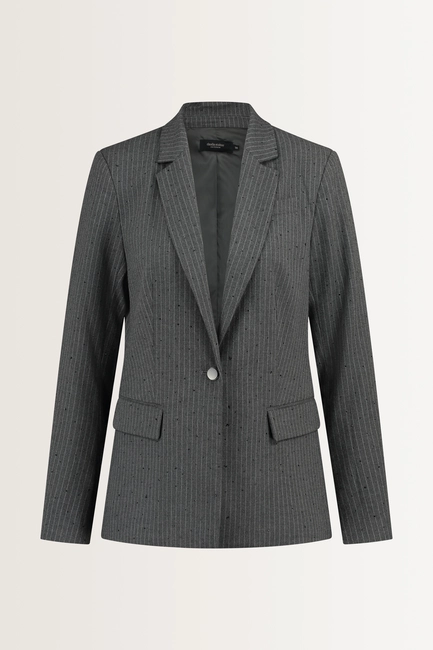 Krijtstreepblazer met steentjes