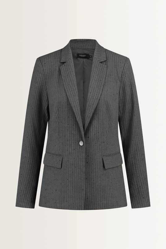 Krijtstreepblazer met steentjes
