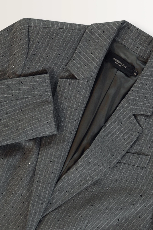 Krijtstreepblazer met steentjes