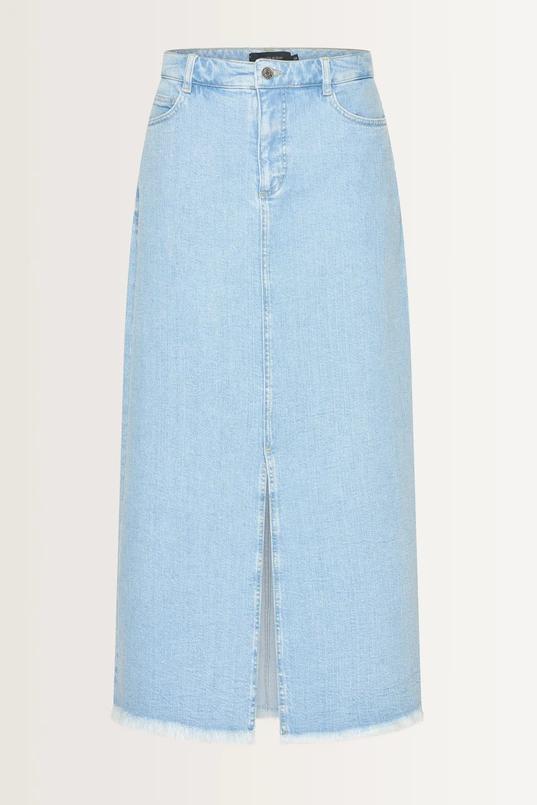 Lange denimrok rafelzoom