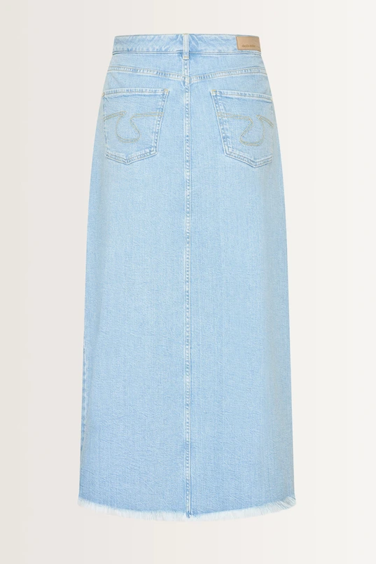 Lange denimrok rafelzoom
