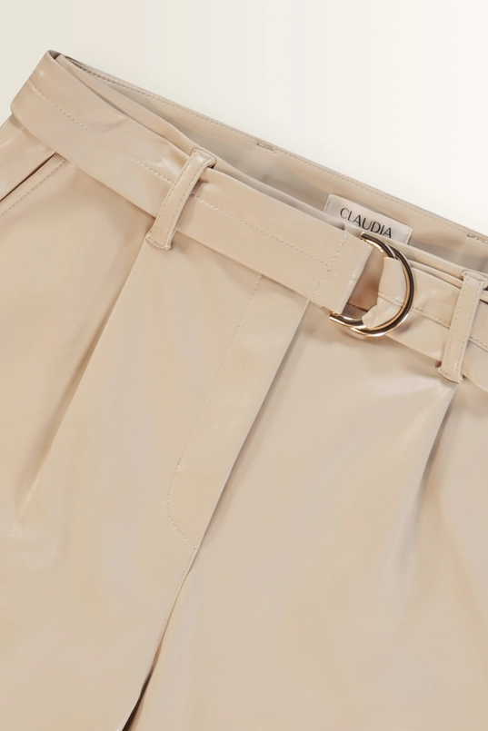 Leerlook broek met ceintuur