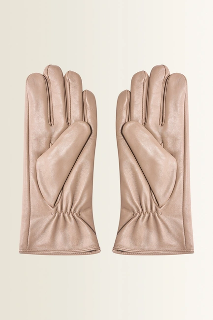 Leren handschoenen met elastische pols