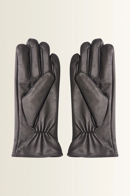 Leren handschoenen met elastische pols