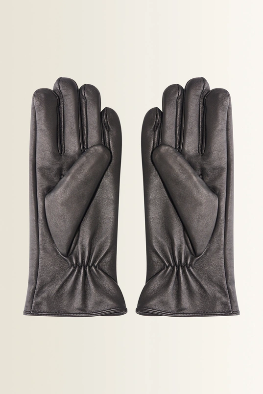 Leren handschoenen met elastische pols