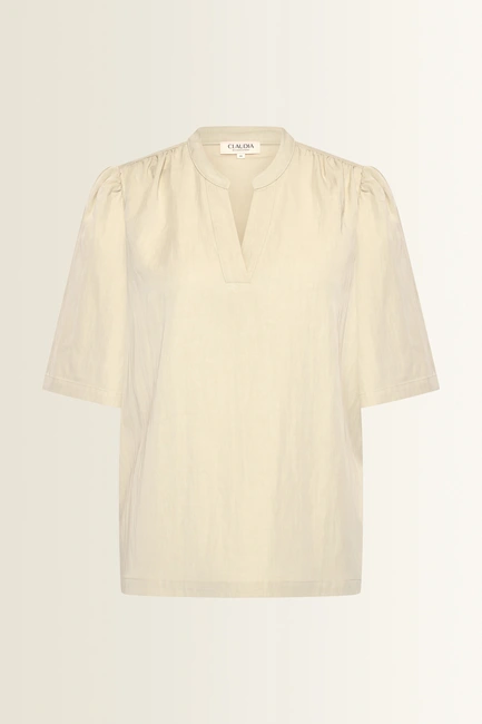 Licht glanzende blouse met V-hals