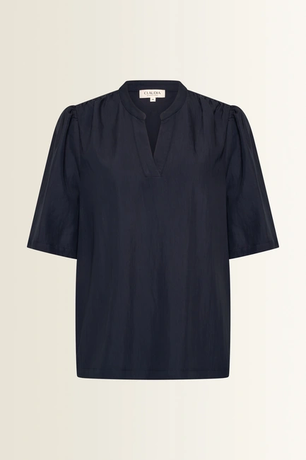Licht glanzende blouse met V-hals