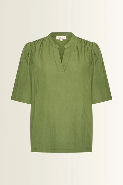 Licht glanzende blouse met V-hals