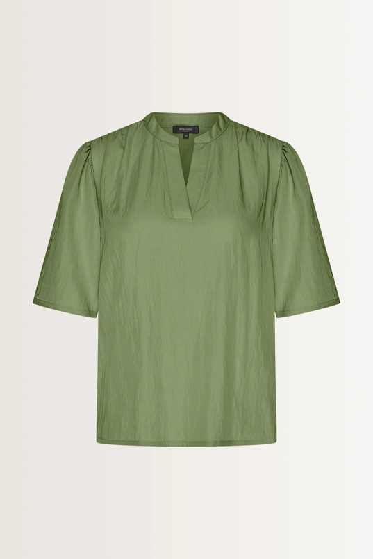 Licht glanzende blouse met V-hals