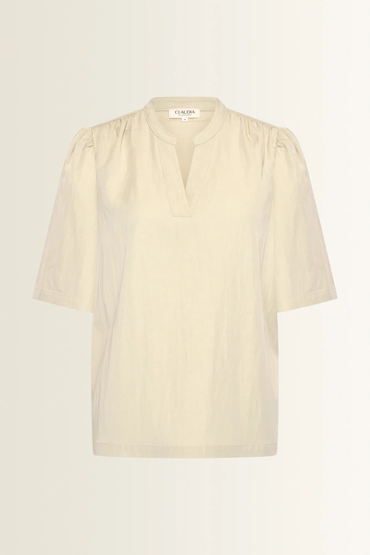 Licht glanzende blouse met V-hals