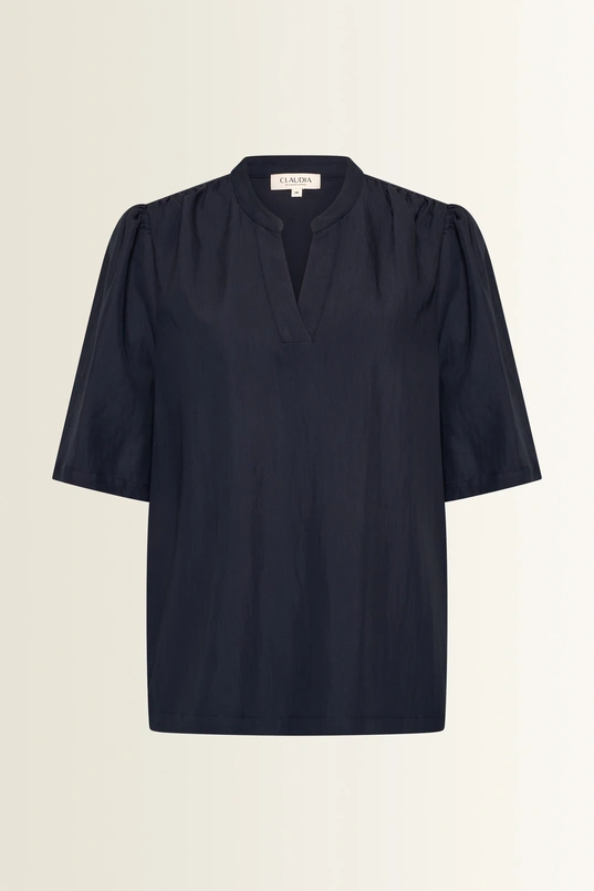 Licht glanzende blouse met V-hals