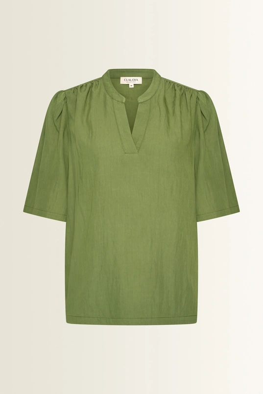 Licht glanzende blouse met V-hals