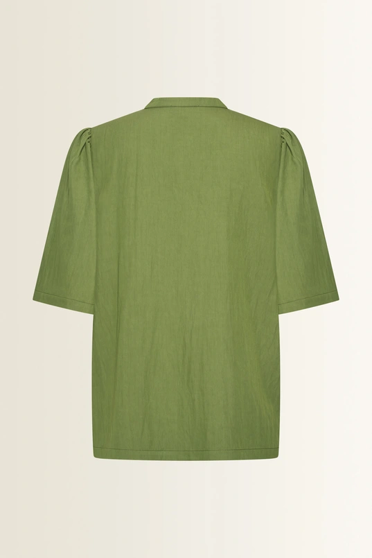 Licht glanzende blouse met V-hals