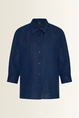 Linnen blouse met overhemdkraag