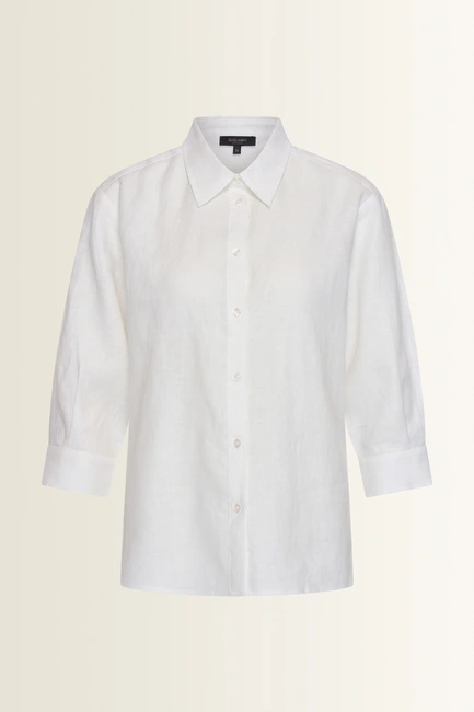 Linnen blouse met overhemdkraag