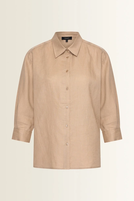 Linnen blouse met overhemdkraag