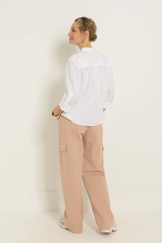 Linnen blouse met overhemdkraag