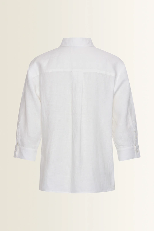 Linnen blouse met overhemdkraag