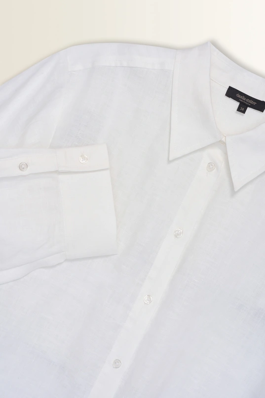 Linnen blouse met overhemdkraag