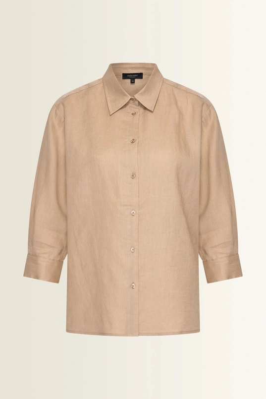 Linnen blouse met overhemdkraag