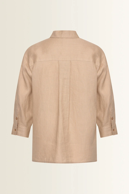 Linnen blouse met overhemdkraag