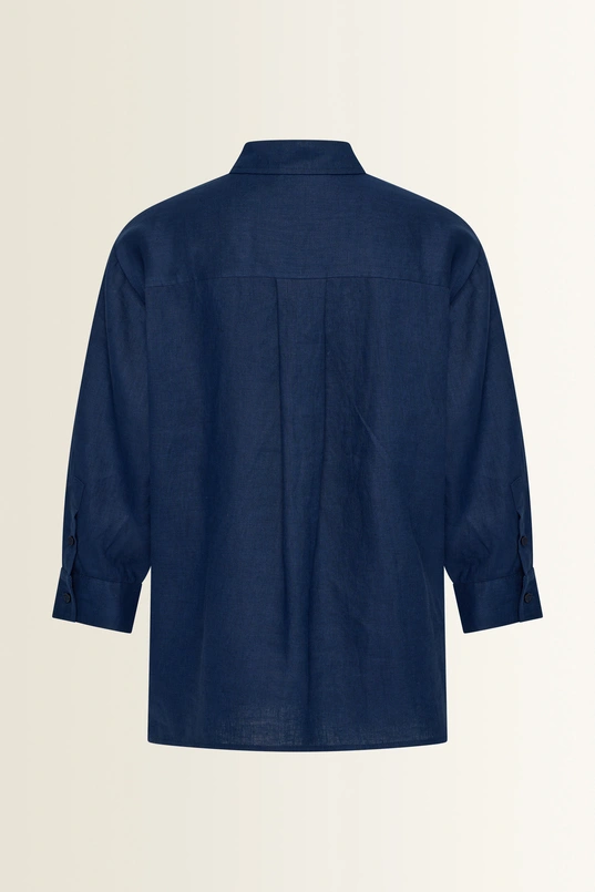Linnen blouse met overhemdkraag