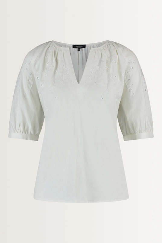 Linnen-katoen blouse met bladmotief