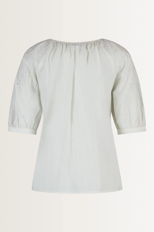 Linnen-katoen blouse met bladmotief