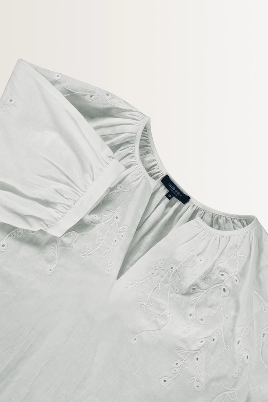 Linnen-katoen blouse met bladmotief