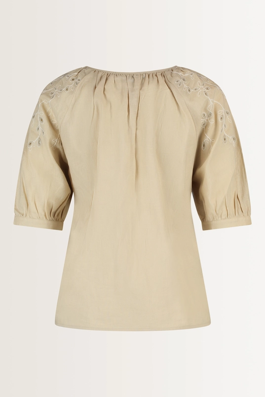 Linnen-katoen blouse met bladmotief