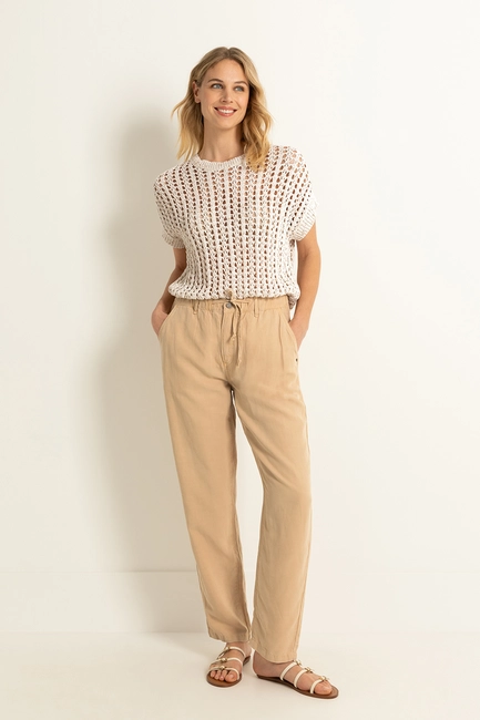 Linnenmix broek met drawstring