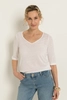 Linnenmix top met V-hals