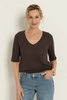 Linnenmix top met V-hals