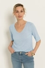 Linnenmix top met V-hals