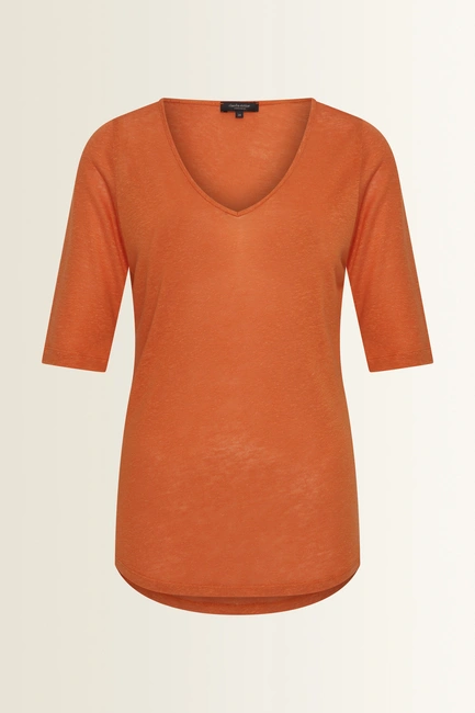 Linnenmix top met V-hals